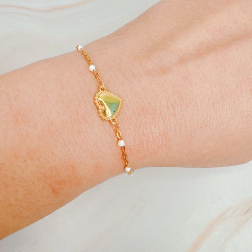 Dainty Color Dots Chain Heart Bracelet