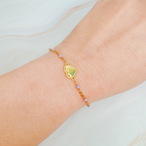 Dainty Color Dots Chain Heart Bracelet